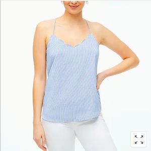 JCREW blue and white striped scalloped tank